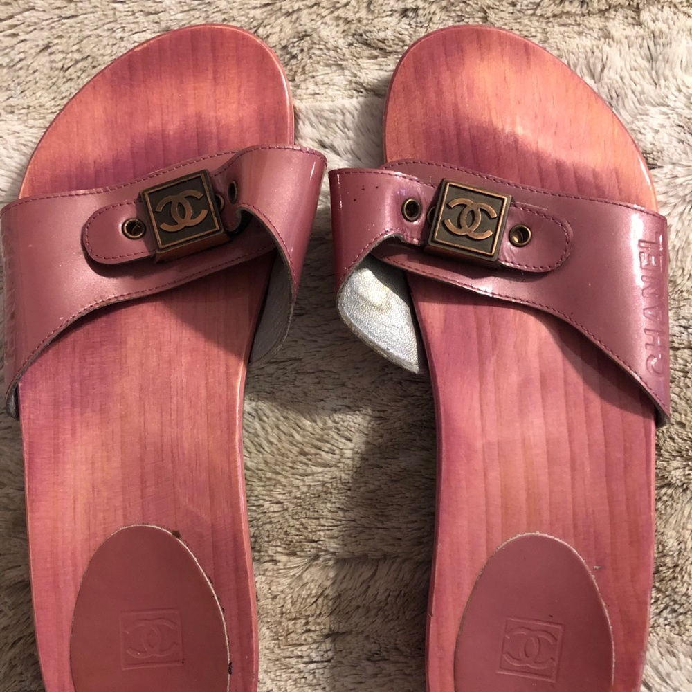 Chanel wooden clogs
